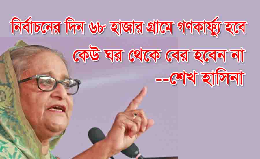 Read more about the article নির্বচনের দিন ৬৮ হাজার গ্রামে গণকার্ফ্যু হবে-শেখ হাসিনা