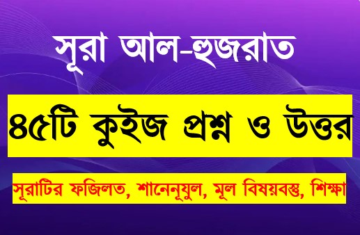 Read more about the article সূরা হুজুরাত সম্পর্কে ৪৫টি কুইজ প্রশ্ন সহ বিস্তারিত